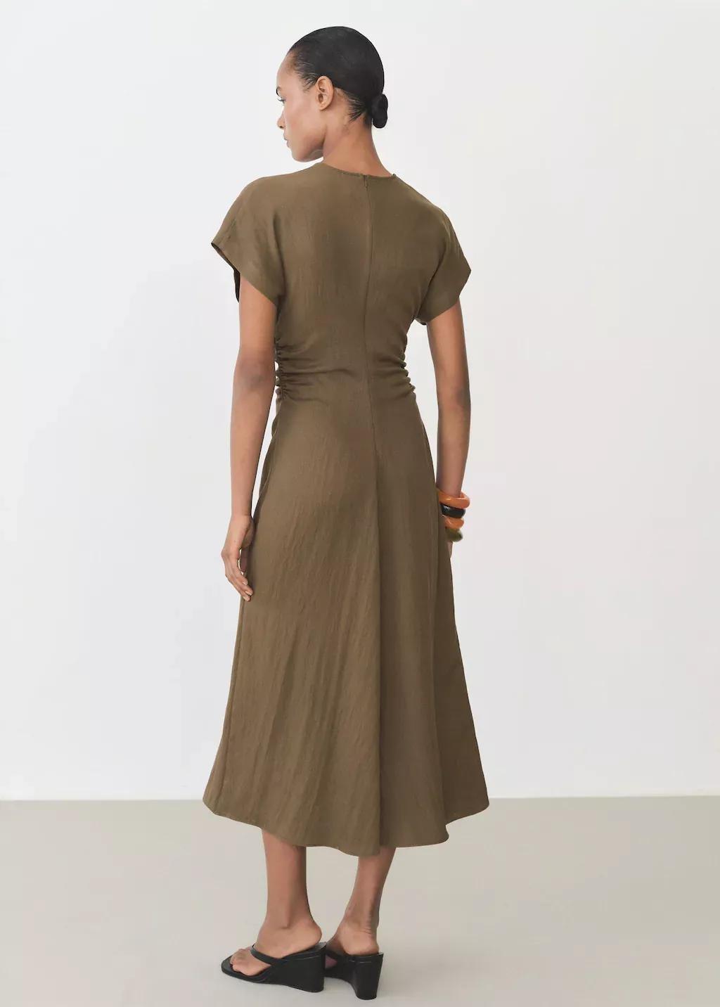 Brown Lyocell-Blend Dress With Draped Details, , large image number 5