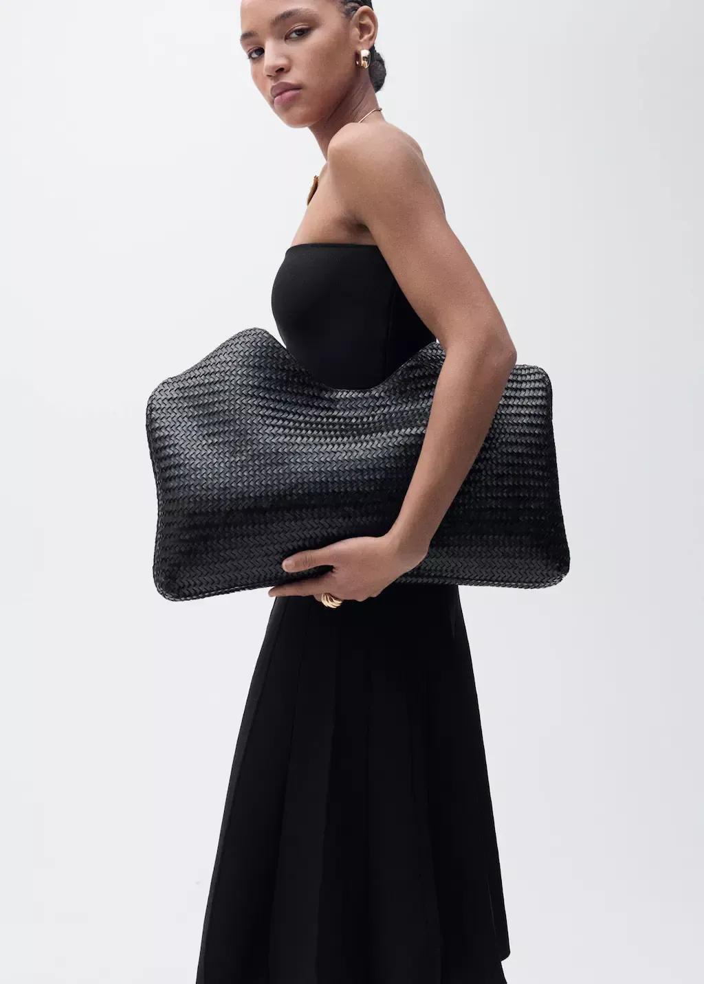 Black Textured Strapless Maxi Dress, , medium