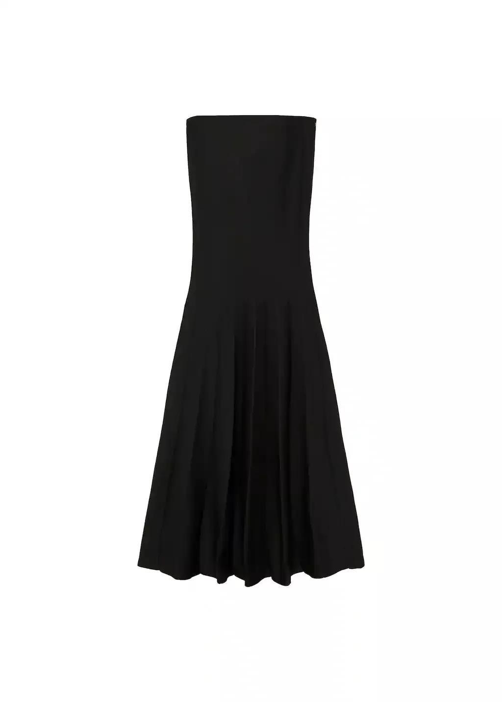 Black Textured Strapless Maxi Dress, , large image number 4