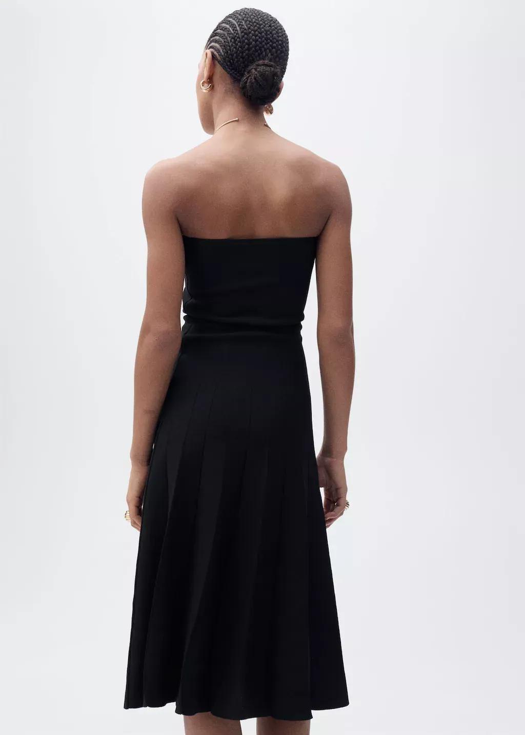 Black Textured Strapless Maxi Dress, , large image number 5