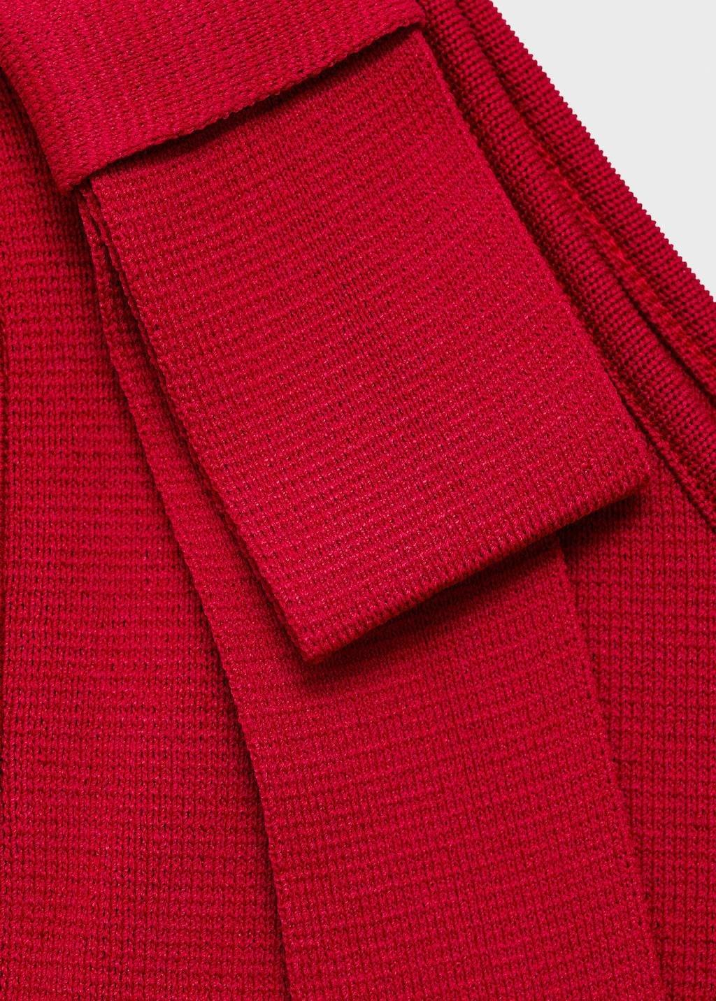 Red Asymmetrical Knitted Top With Bow, , large image number 2