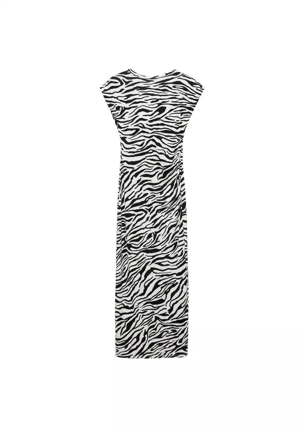 Black Zebra Fitted Midi Dress, , large image number 3