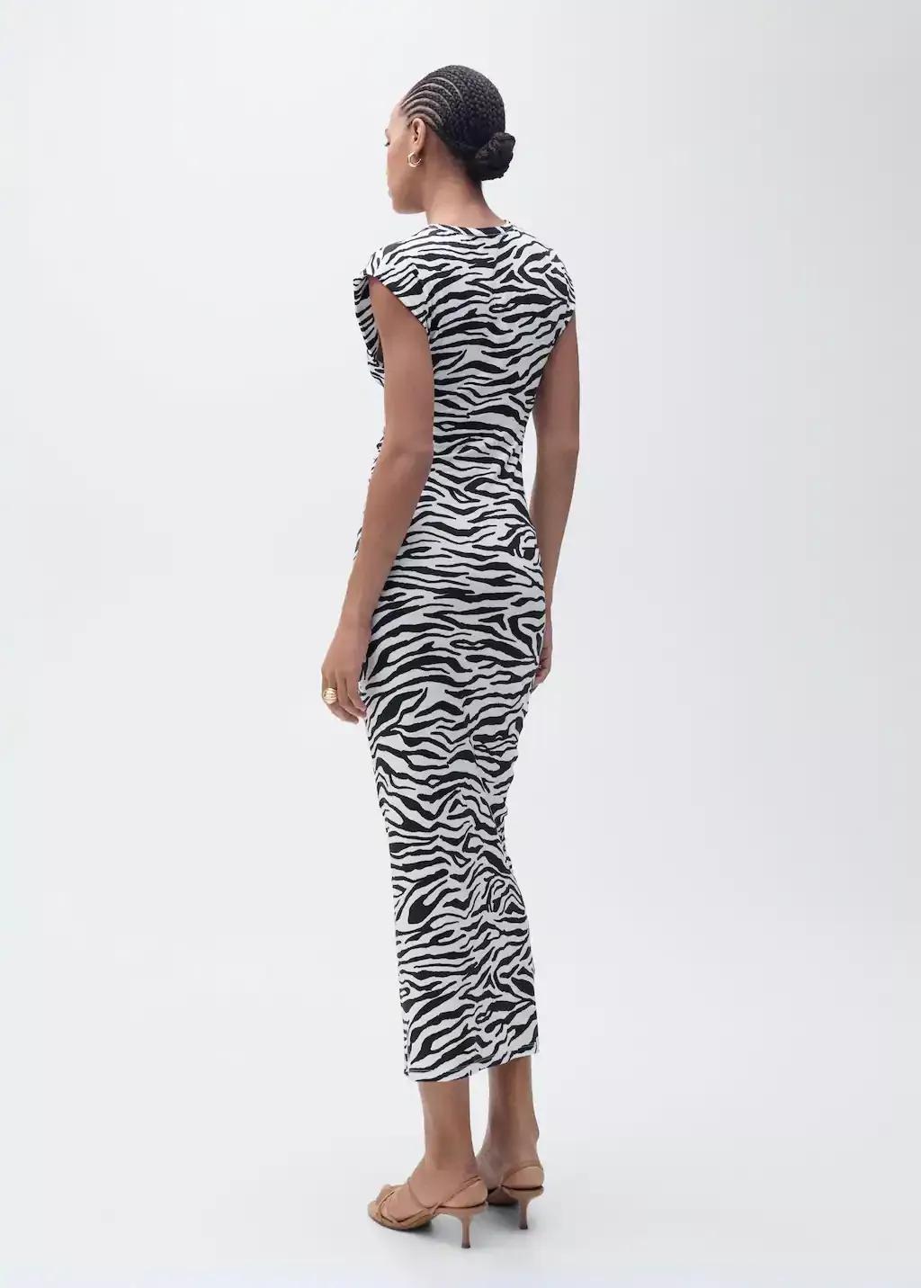 Black Zebra Fitted Midi Dress, , large image number 5