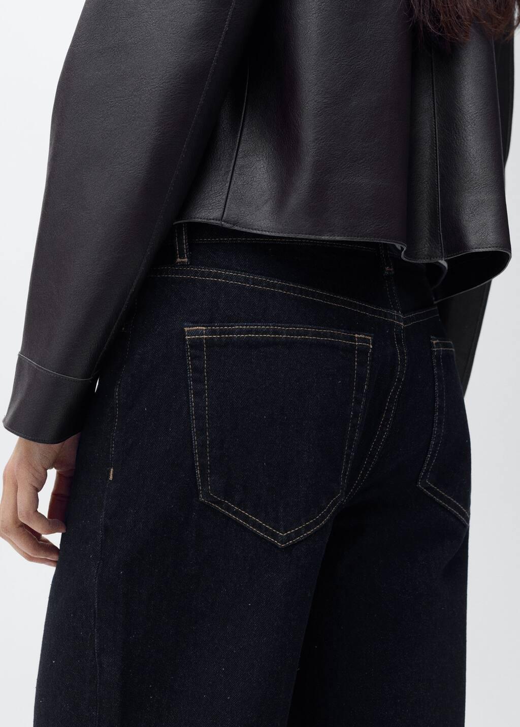 Blue Wideleg Cropped Seam Jeans, , large image number 2