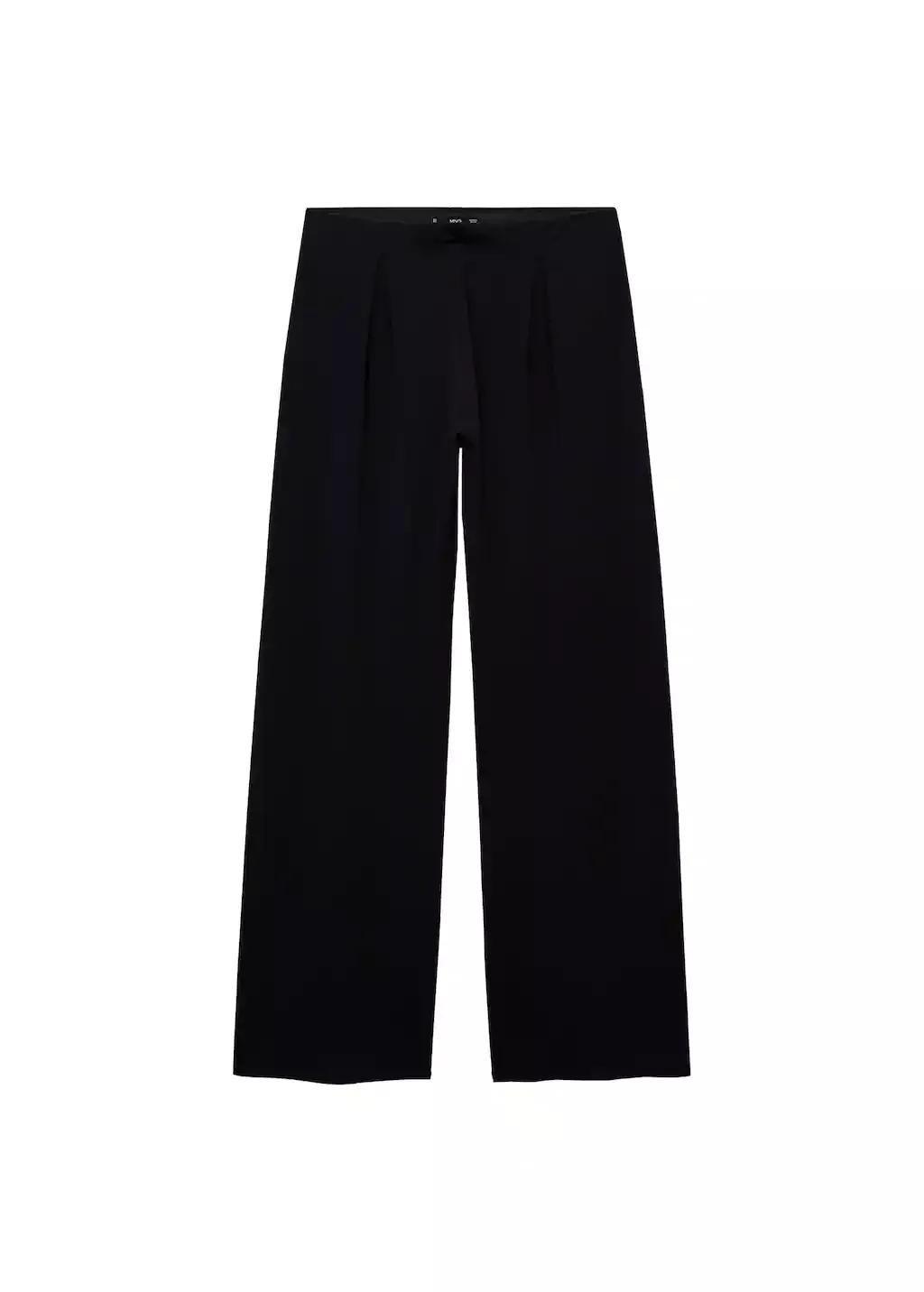 Black Godet Palazzo Pants, , medium