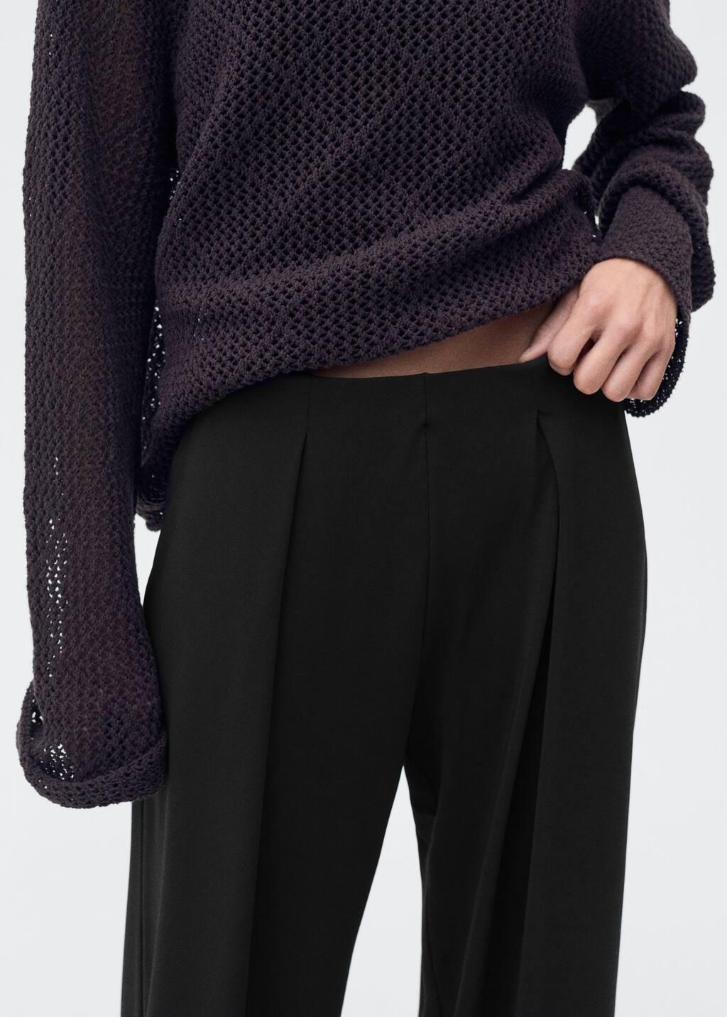 Black Godet Palazzo Pants, , large image number 2