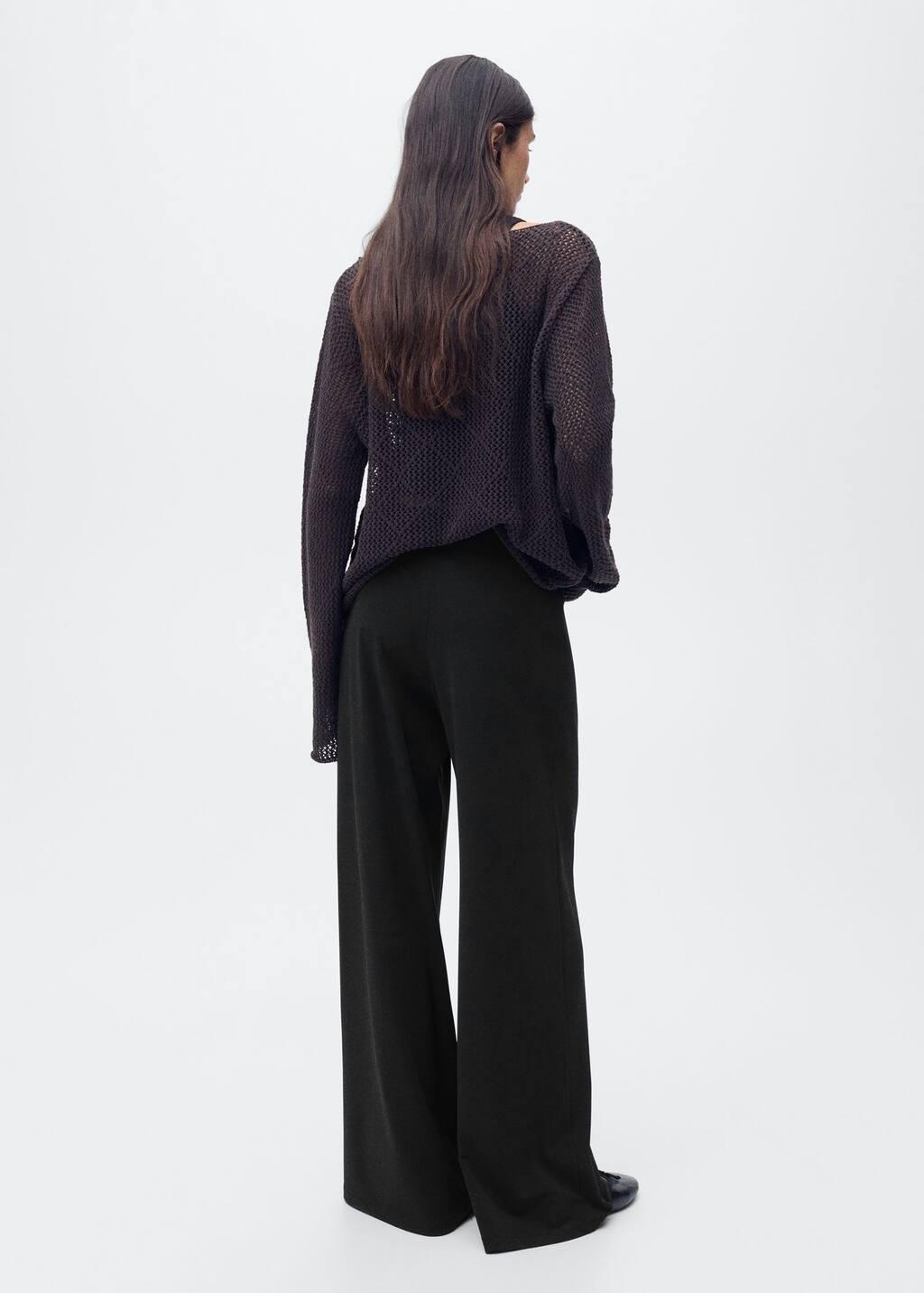 Black Godet Palazzo Pants, , large image number 6