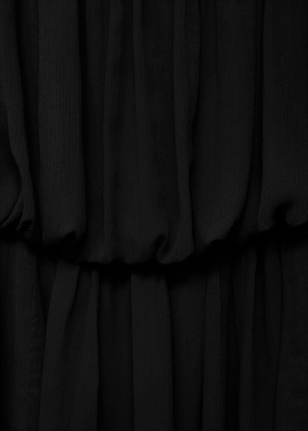 Black Short Balloon-Effect Gathered Dress, , large image number 2