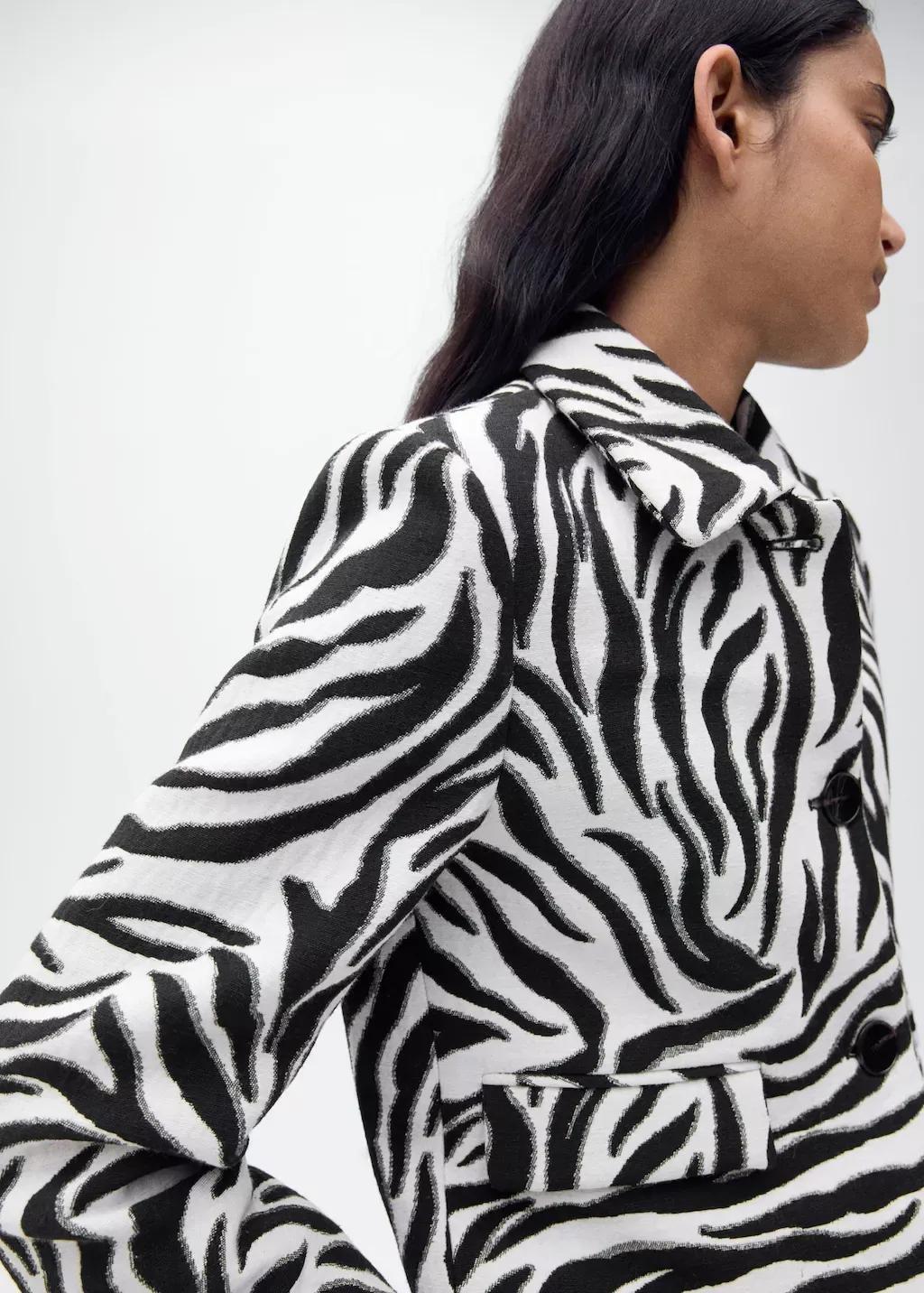 Black Zebra-Print Jacket With Buttons, , medium