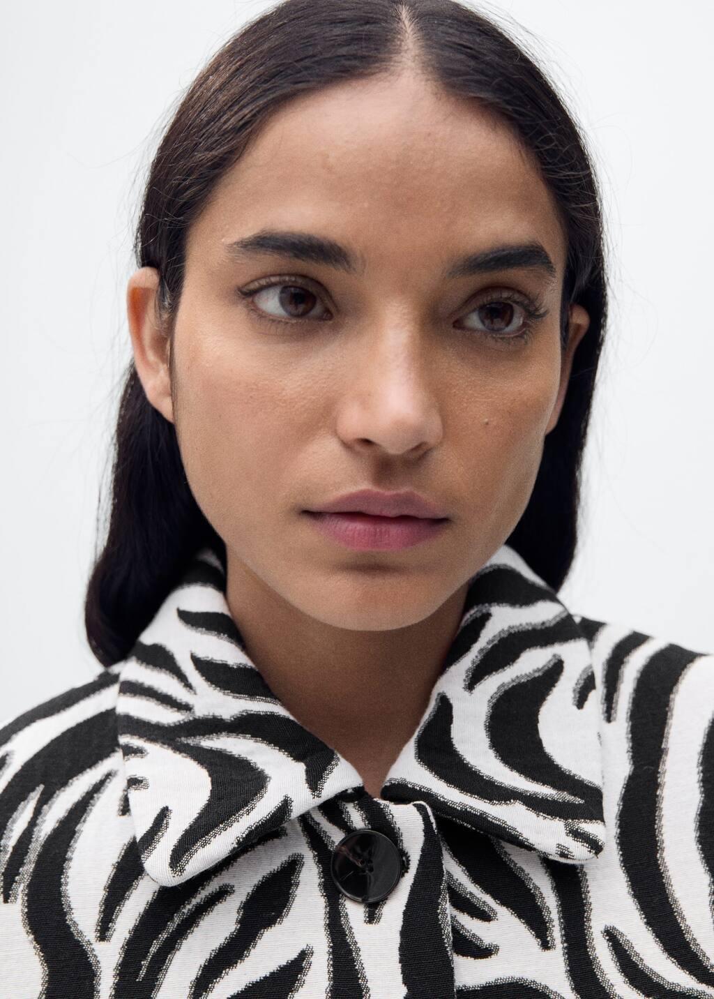 Black Zebra-Print Jacket With Buttons, , large image number 1