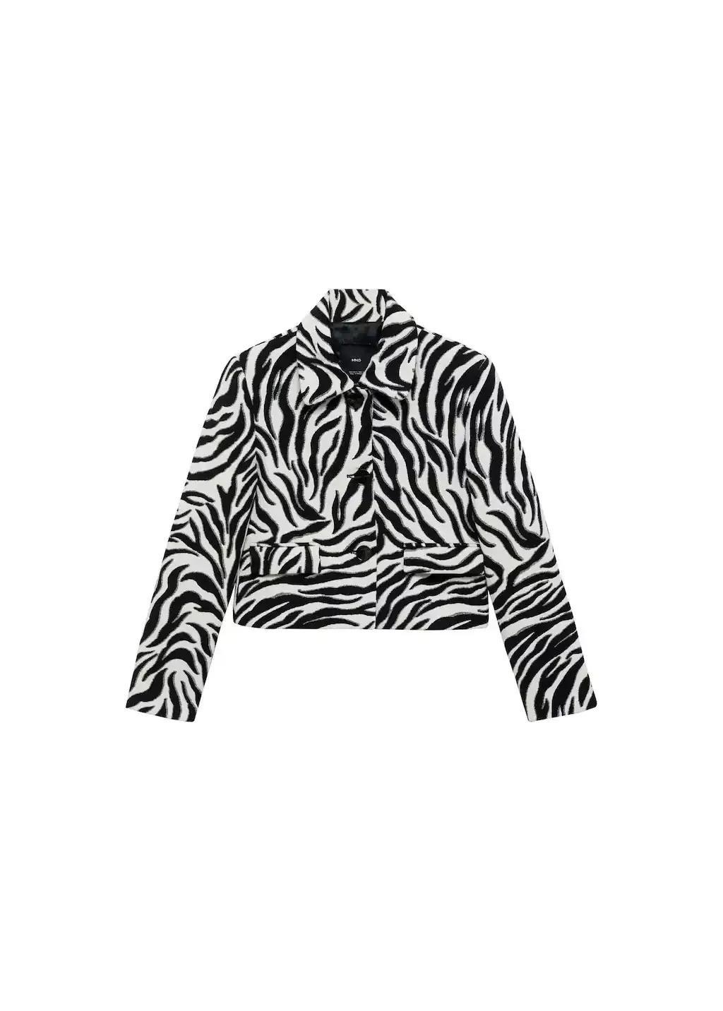 Black Zebra-Print Jacket With Buttons, , large image number 3