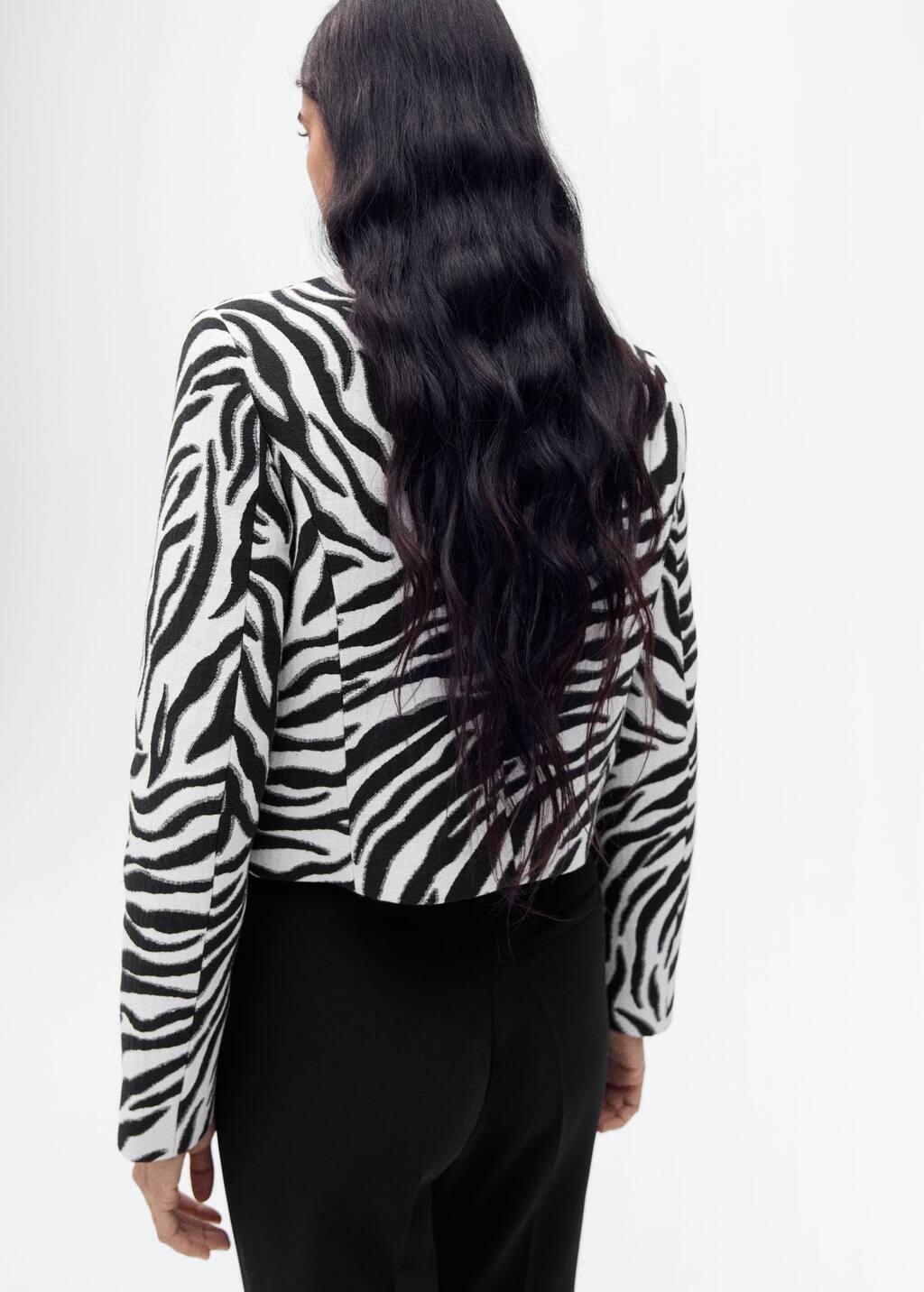 Black Zebra-Print Jacket With Buttons, , large image number 4