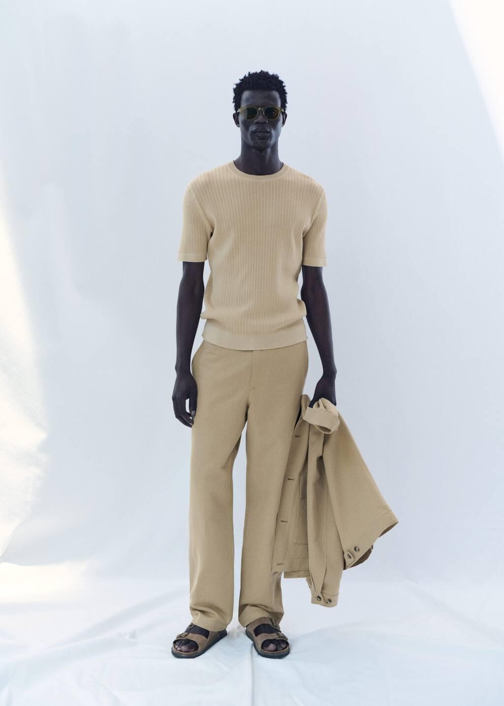 Beige Regular-Fit Linen Trousers, , large image number 6