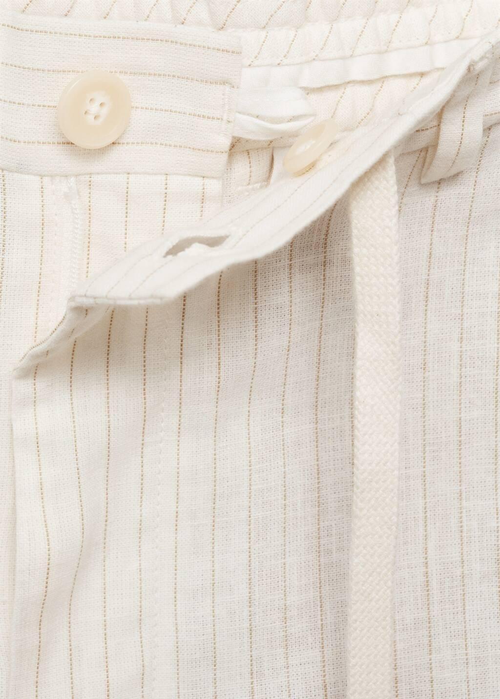 Beige Pinstripe Linen Trousers, , large image number 6