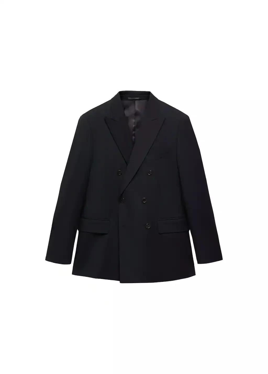 Navy Monaco Double-Breasted Slim-Fit Suit, , large image number 0
