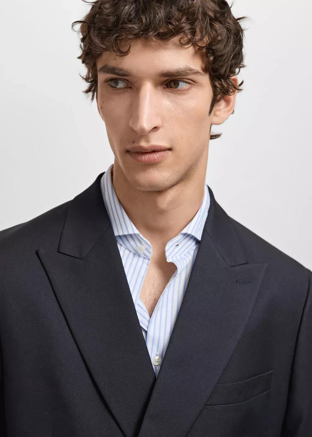 Navy Monaco Double-Breasted Slim-Fit Suit, , large image number 2