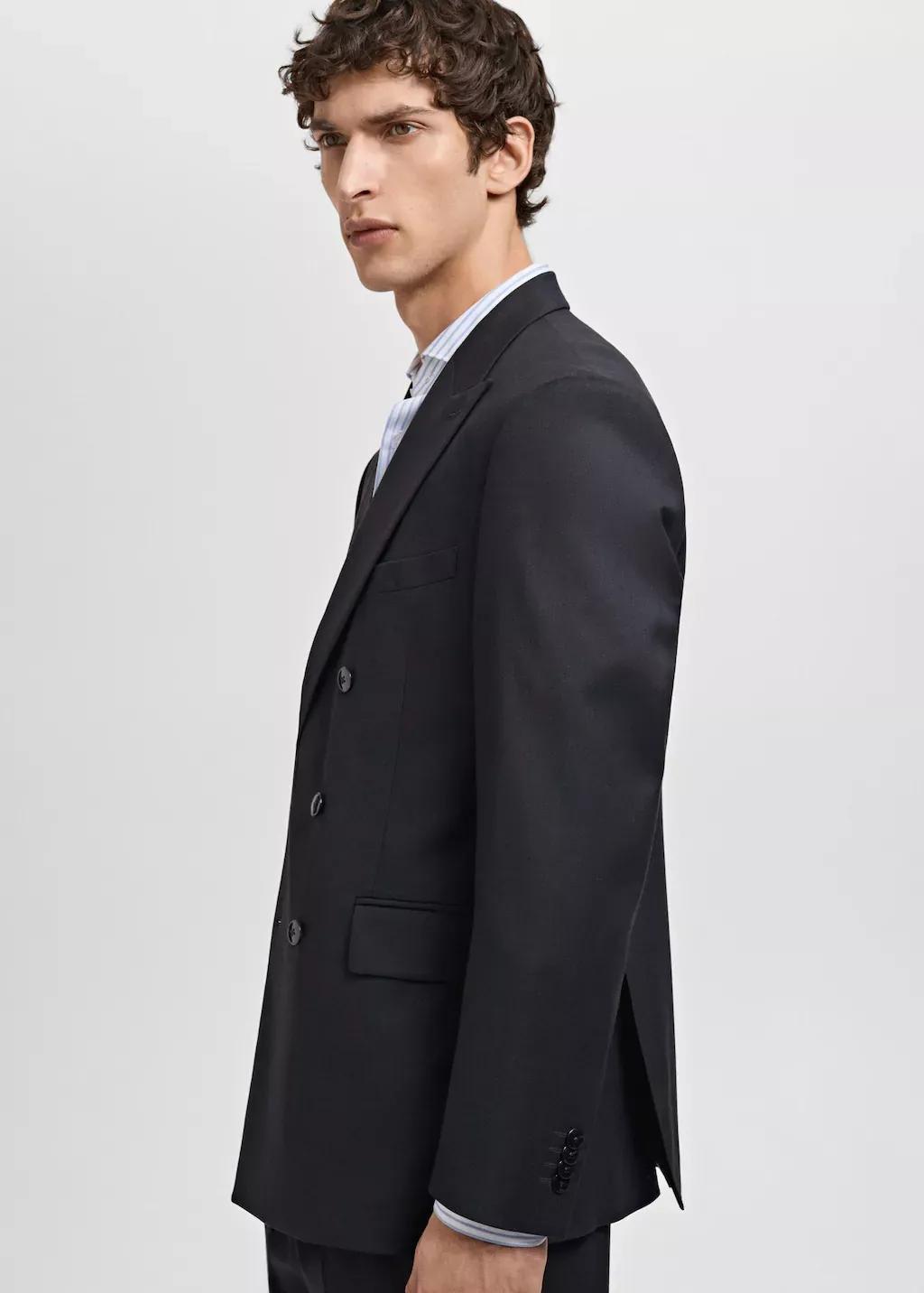 Navy Monaco Double-Breasted Slim-Fit Suit, , large image number 3