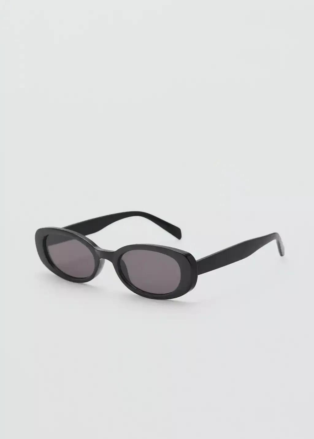 Black Oval Frame Sunglasses, Black, large image number 0