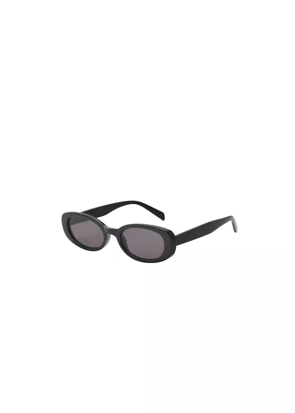 Black Oval Frame Sunglasses, Black, large image number 3