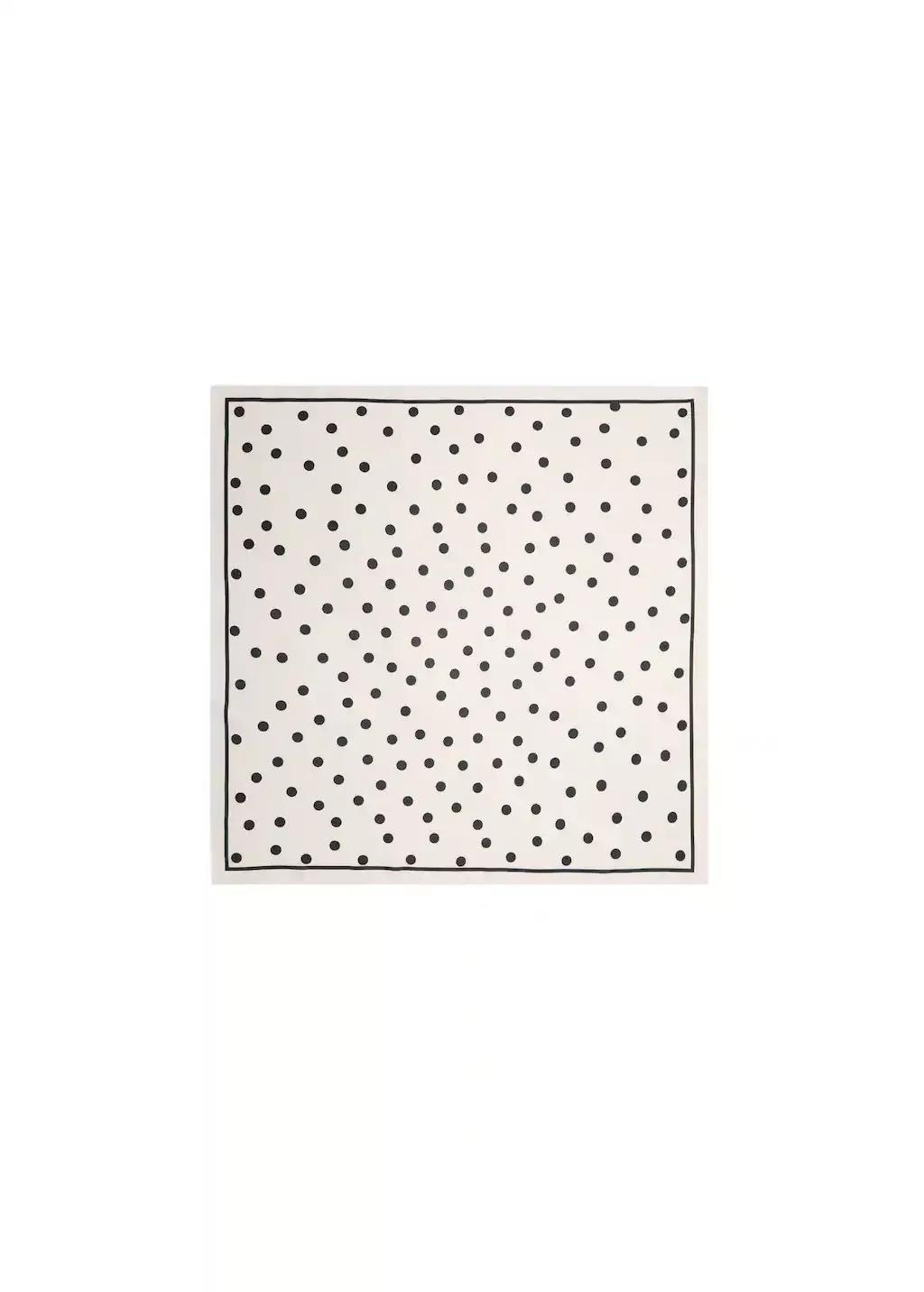 Beige Polka-Dot Satin Scarf, Light Beige, large image number 2
