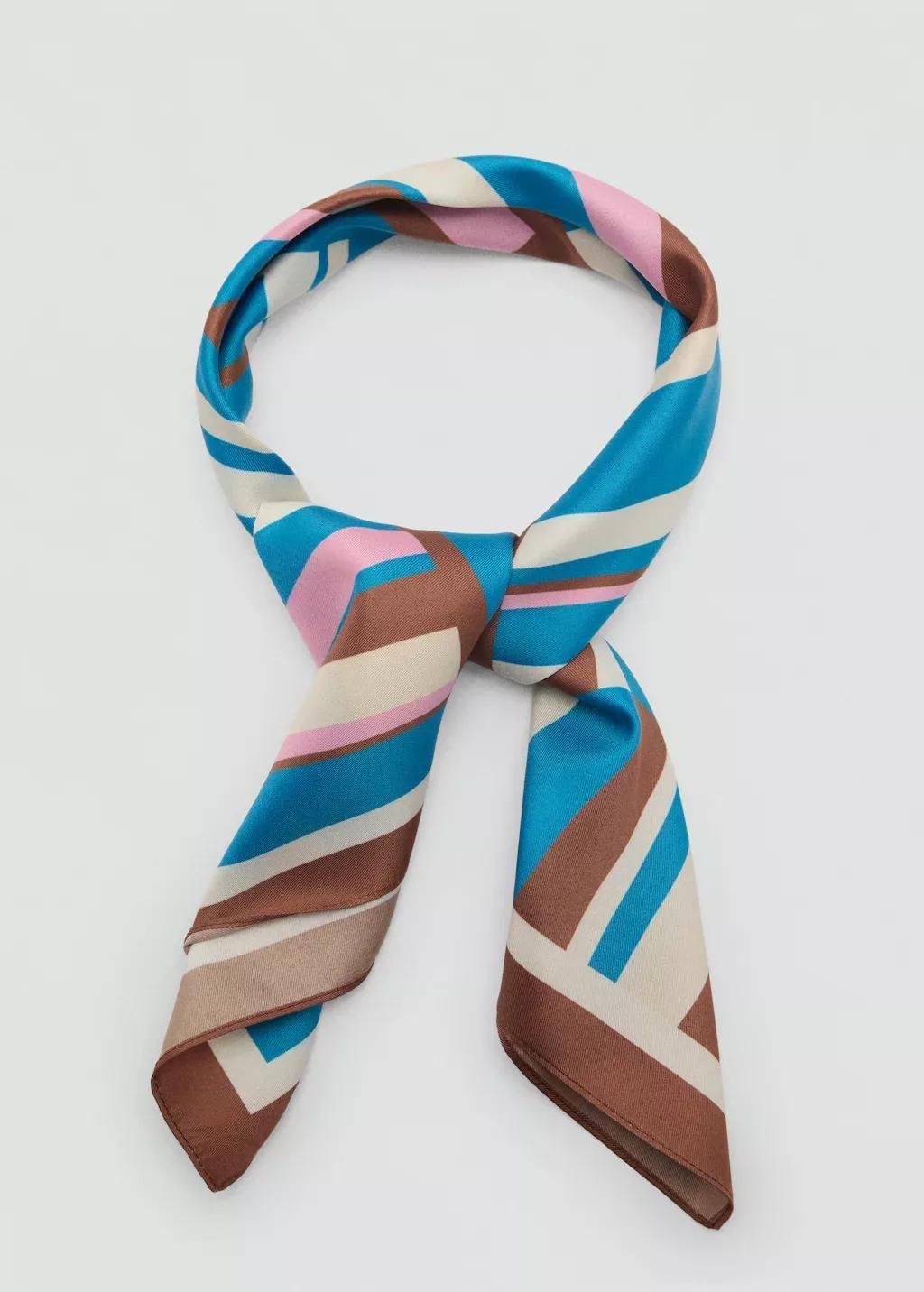 Blue Abstract Stripe-Print Scarf, 0201_52, large image number 0
