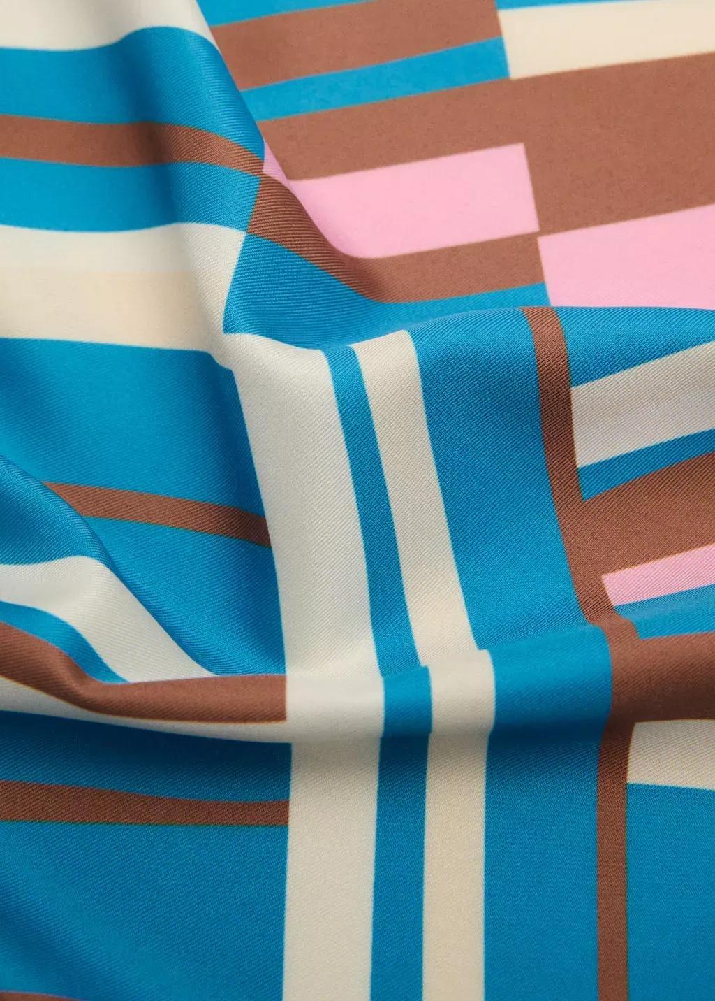 Blue Abstract Stripe-Print Scarf, 0201_52, large image number 1