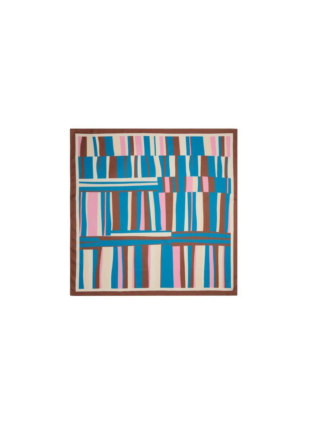 Blue Abstract Stripe-Print Scarf, 0201_52, large image number 2
