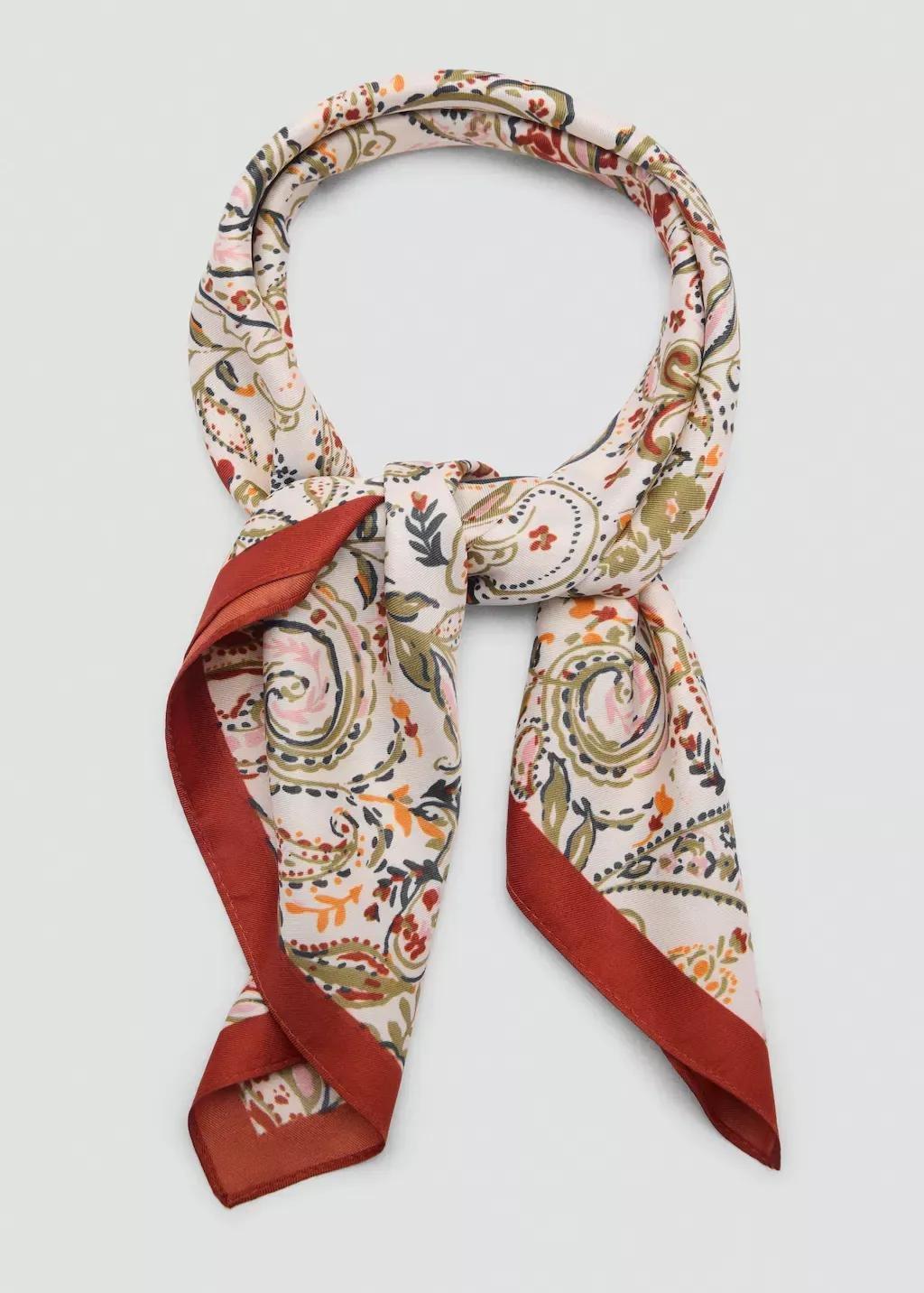 Orange Paisley Satin Scarf, 0201_28, large image number 0