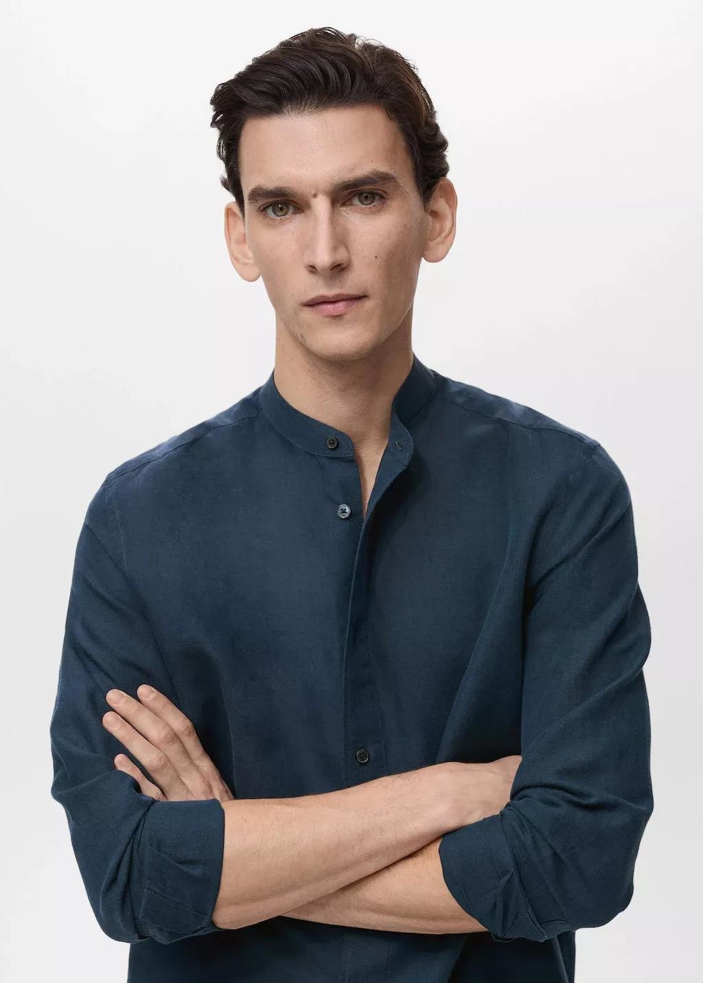 Navy Solid Overshirt, , large image number 1