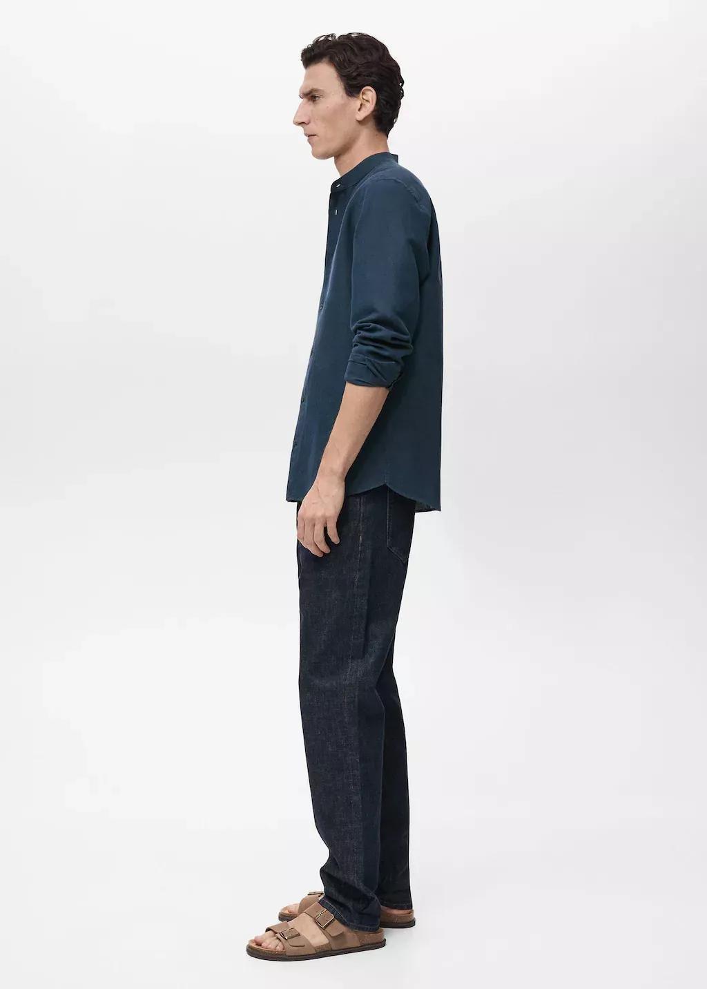 Navy Solid Overshirt, , large image number 3