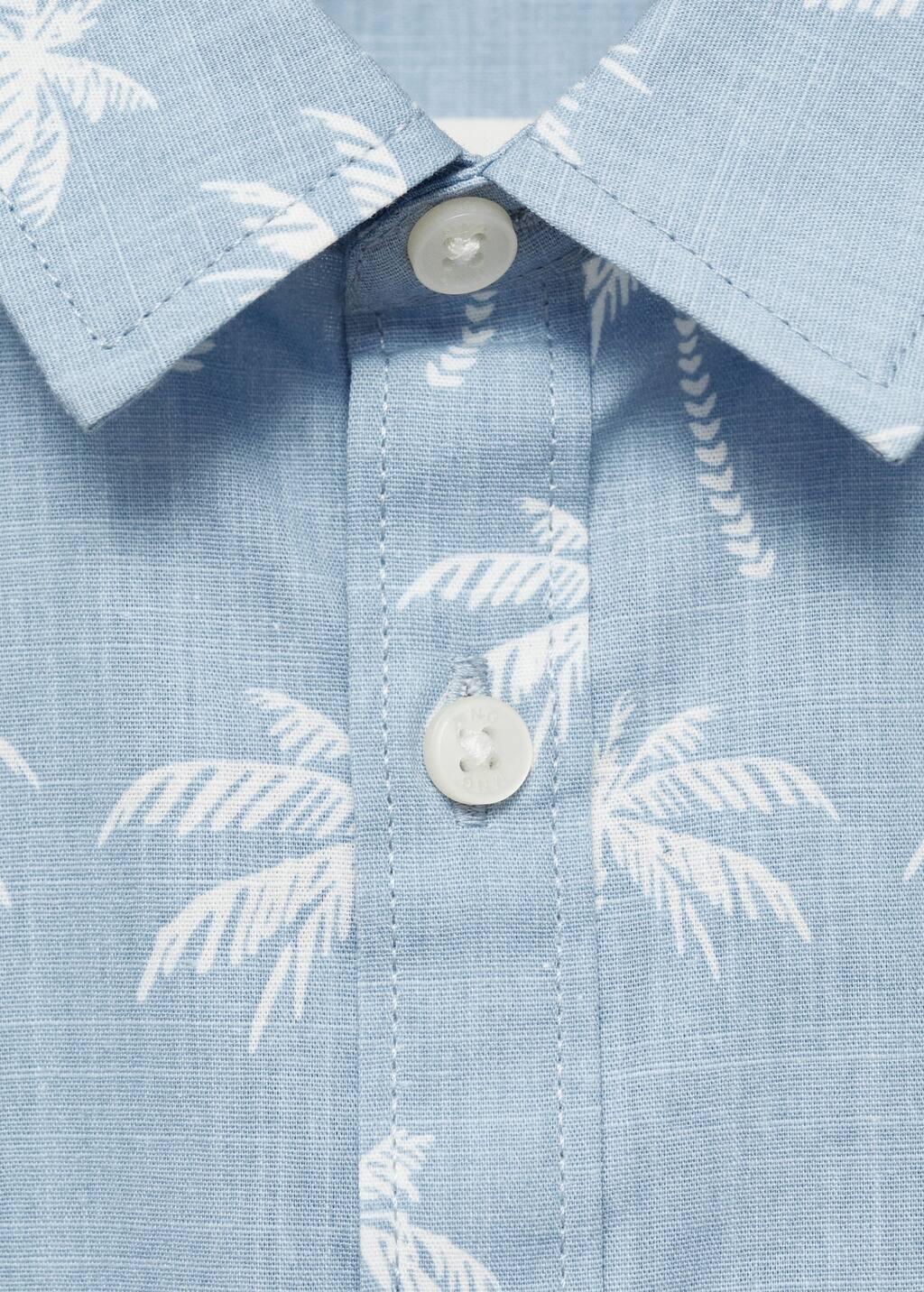 Blue Palm Print Cotton Shirt, Baby Boy, , large image number 5