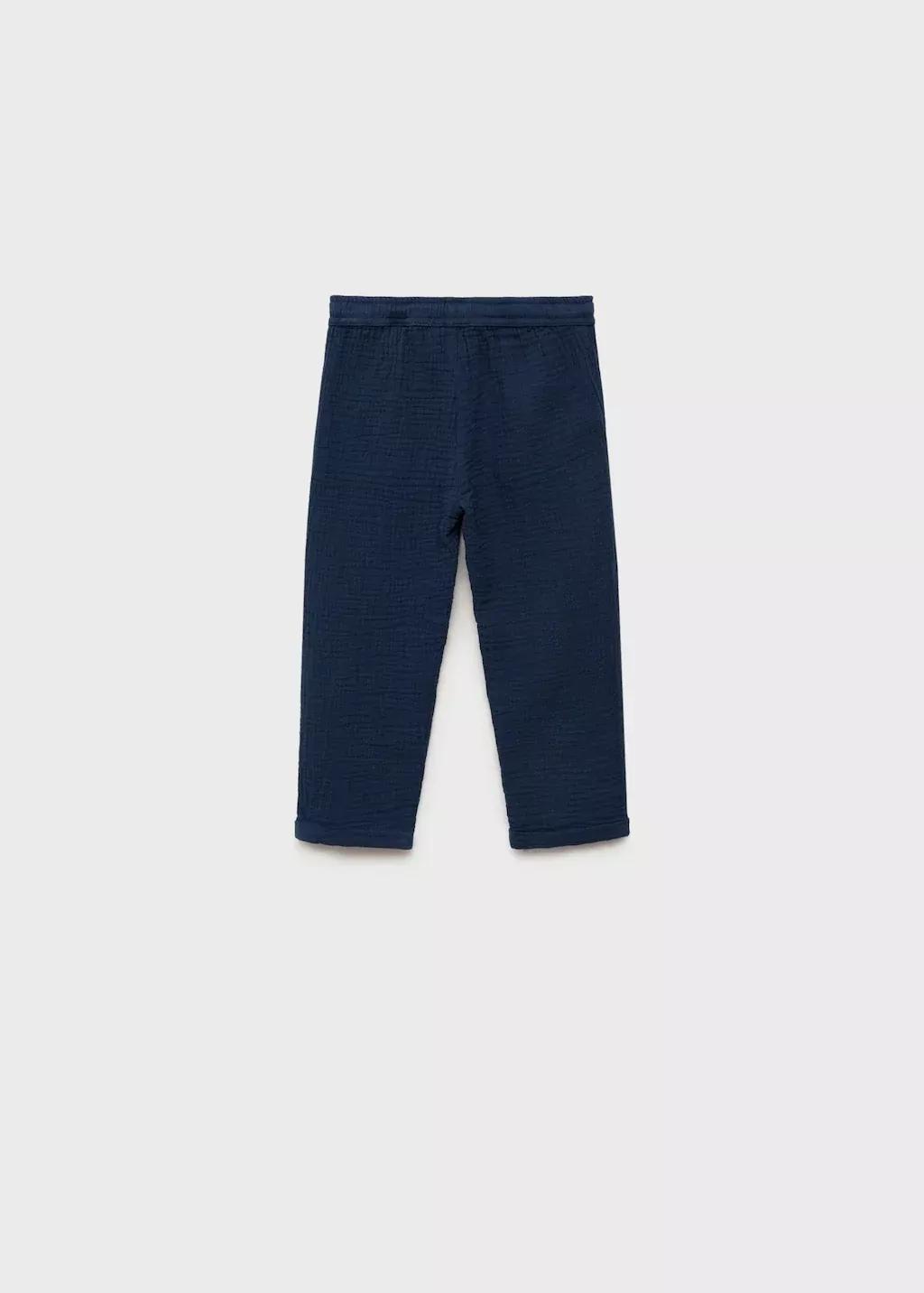 Navy Straight-Fit Cotton Trousers, Baby Boy, , large image number 1