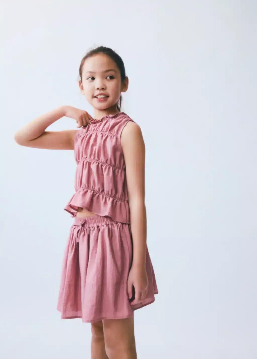 Pink Linen Skirt Flared Mini, Kids Girls, , large image number 3