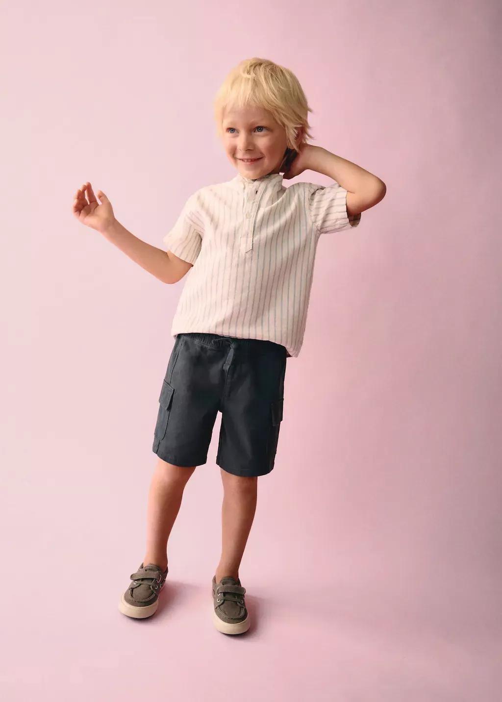 Grey Drawstring Cargo Bermuda Shorts, Baby Boy, , large image number 3