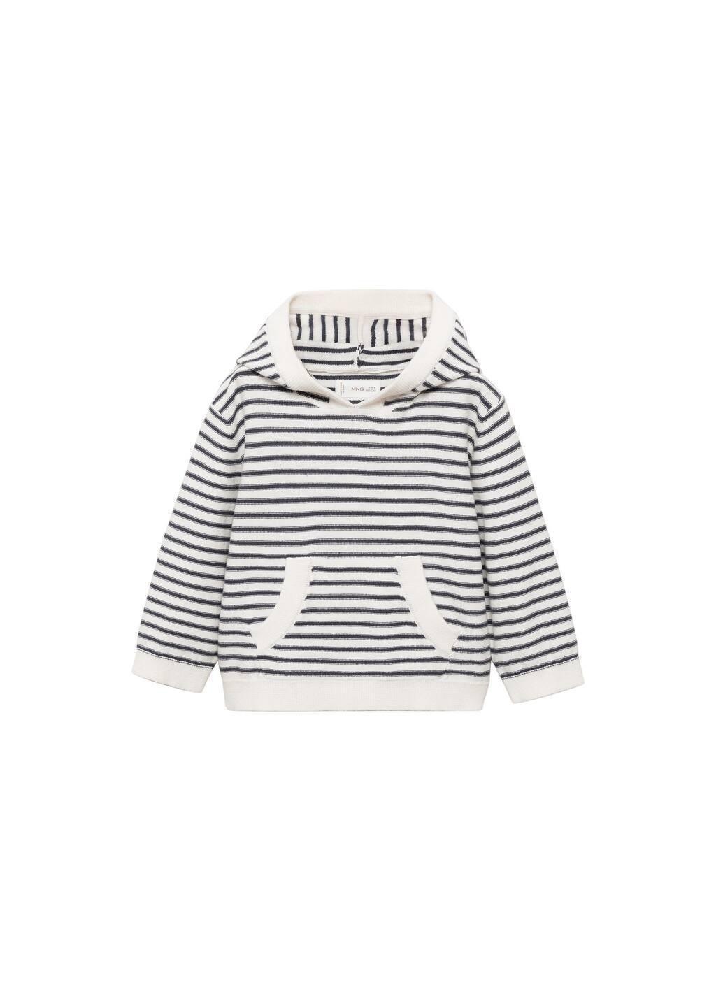 Grey Striped Hooded Knit Sweater, Baby Boy, , medium
