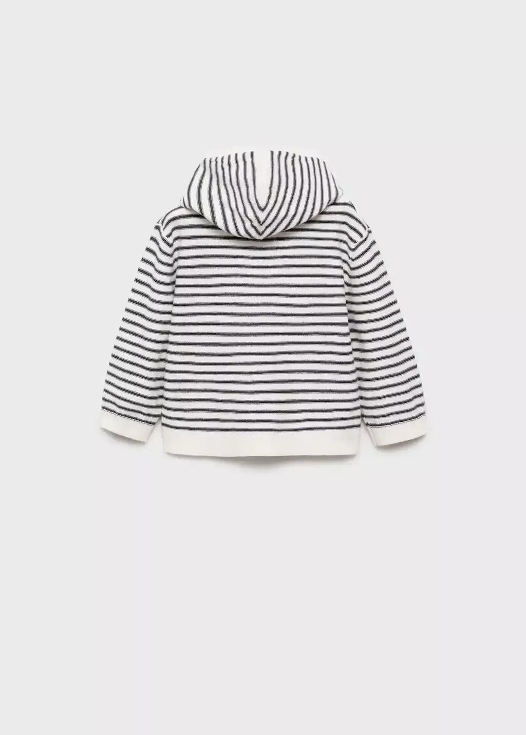 Grey Striped Hooded Knit Sweater, Baby Boy, , large image number 1