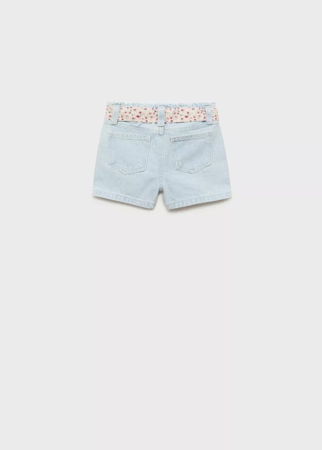 Blue Denim Shorts With Belt, Baby Girl, , large image number 2