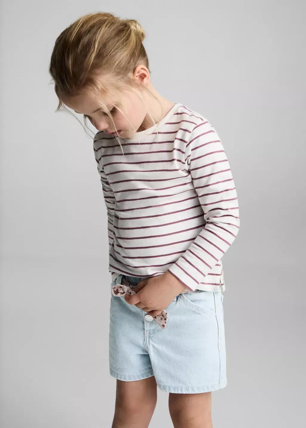 Blue Denim Shorts With Belt, Baby Girl, , large image number 3