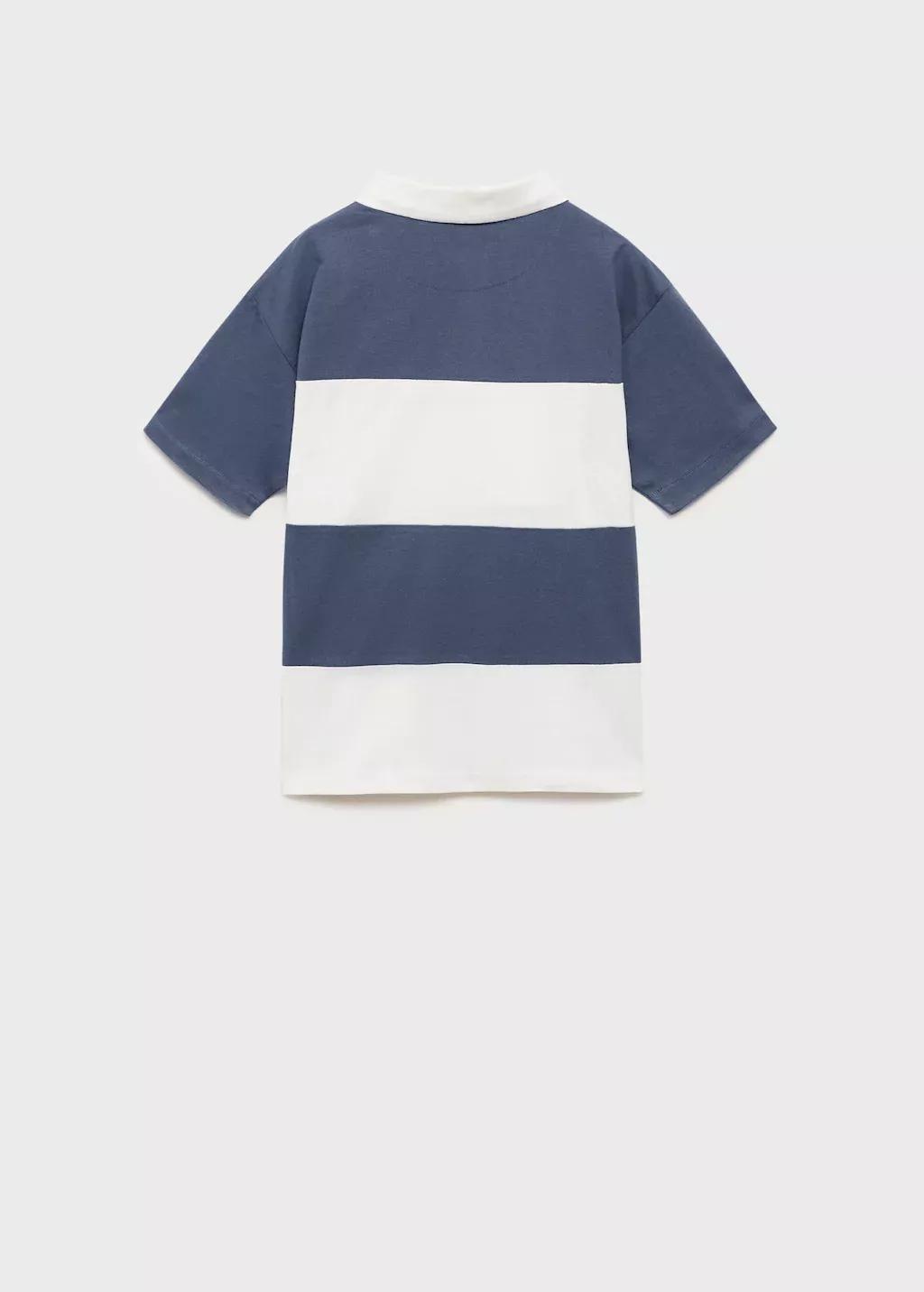 Blue Striped Cotton Polo Shirt, Kids Boy, , large image number 2