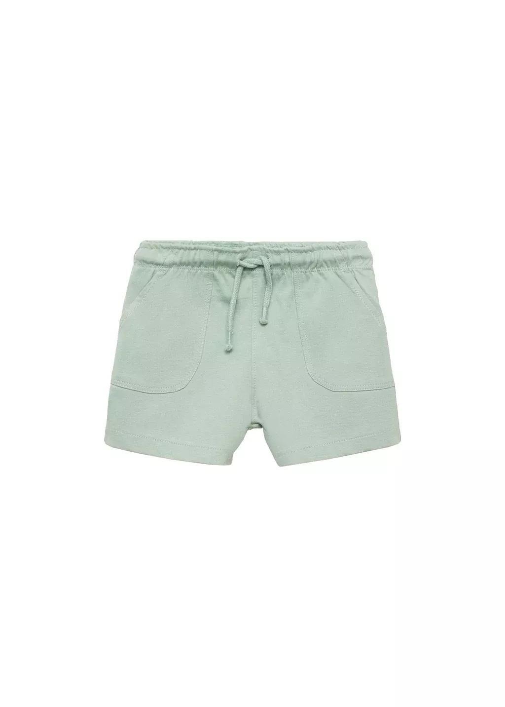 Green Cotton Shorts With Drawstring, Baby Boy, Green, large image number 0