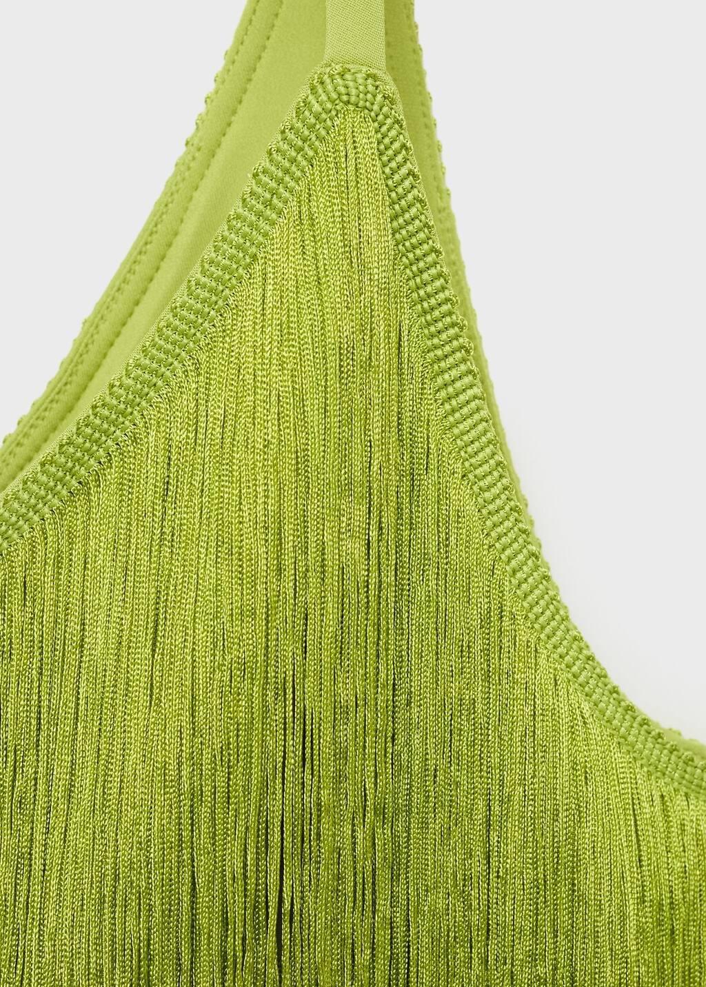 Yellow Asymmetrical Fringed Midi-Dress, , large image number 2
