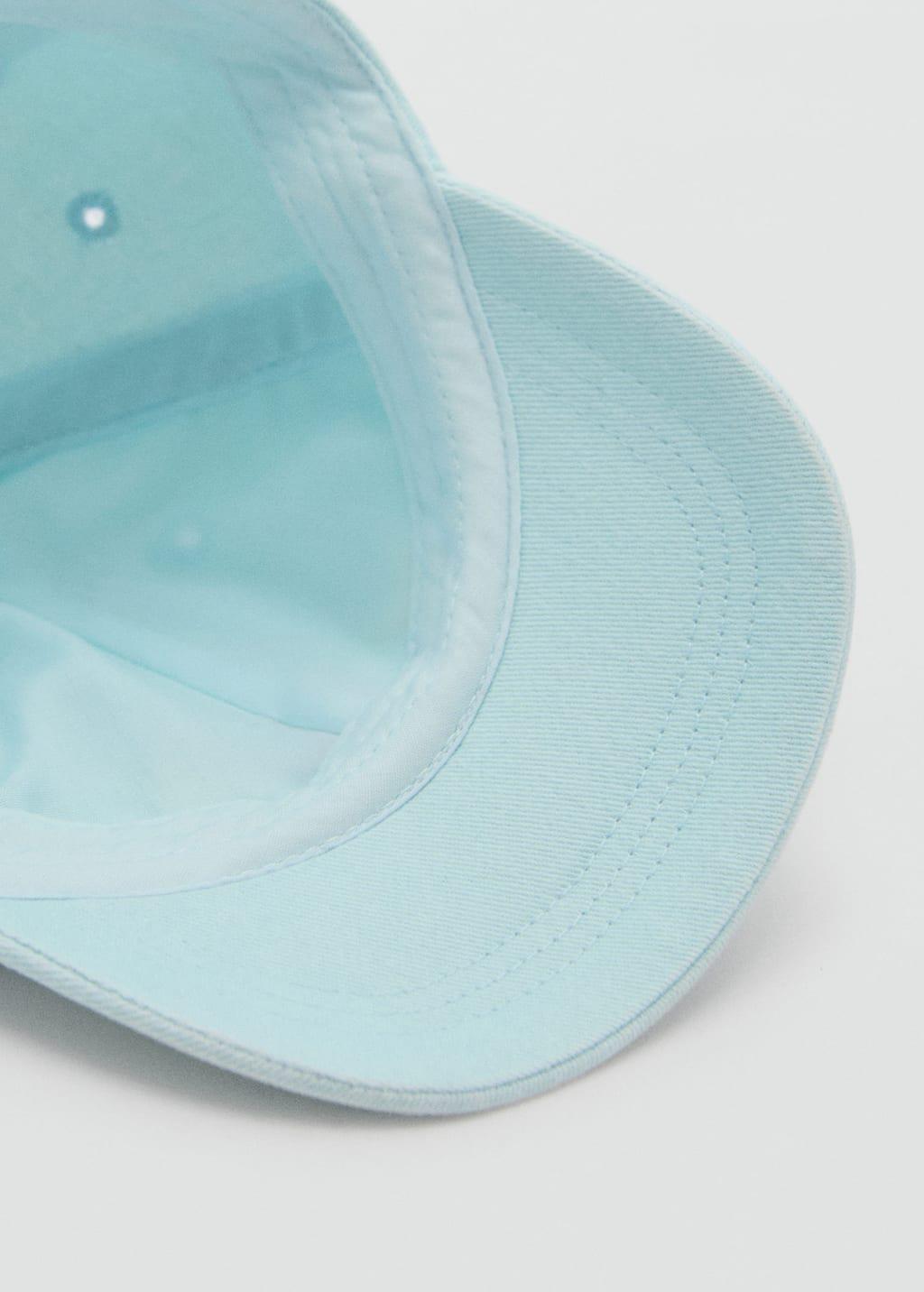 Turquoise Embroidered Detail Cap, Baby Girl, , large image number 2