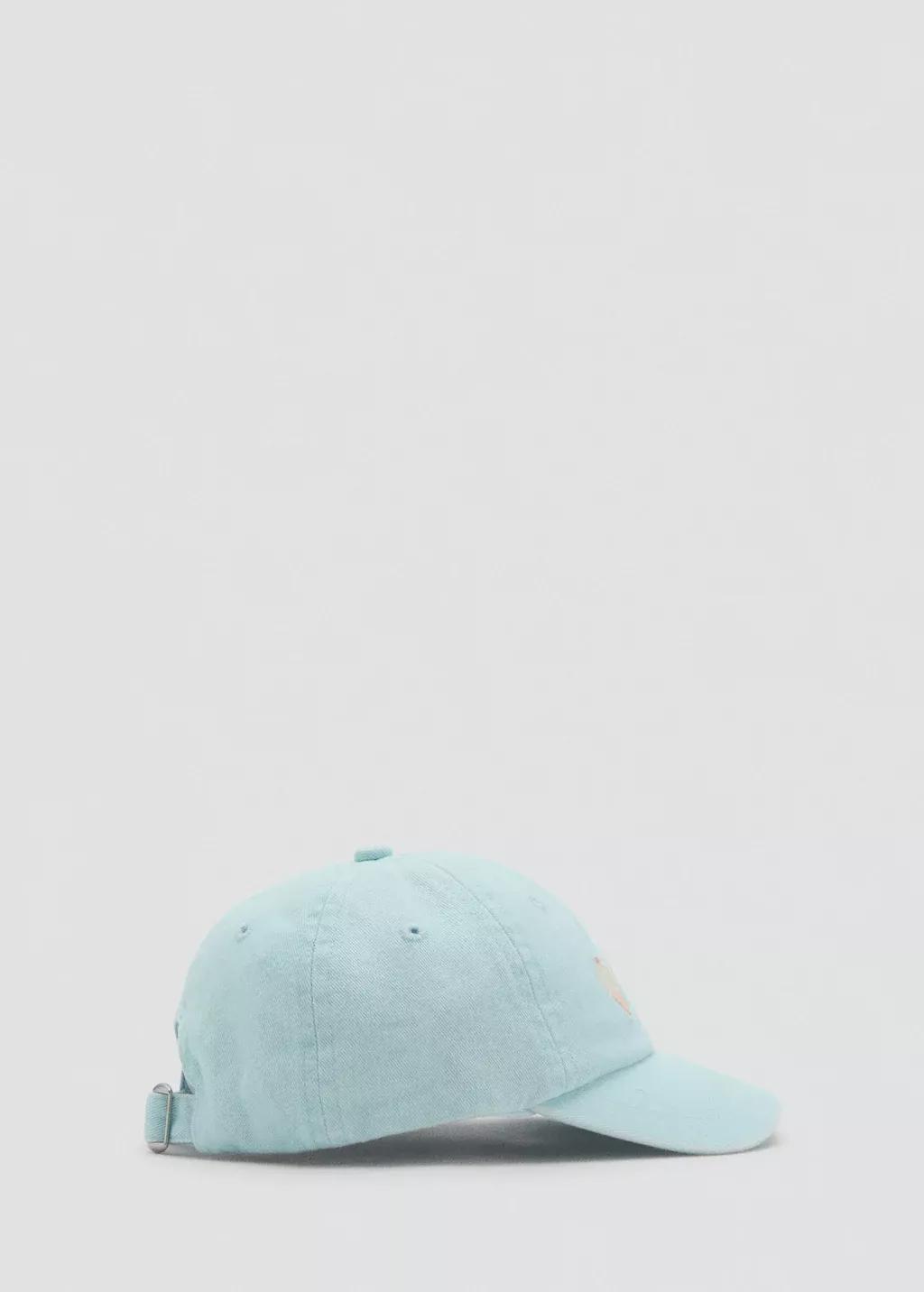 Turquoise Embroidered Detail Cap, Baby Girl, , large image number 3
