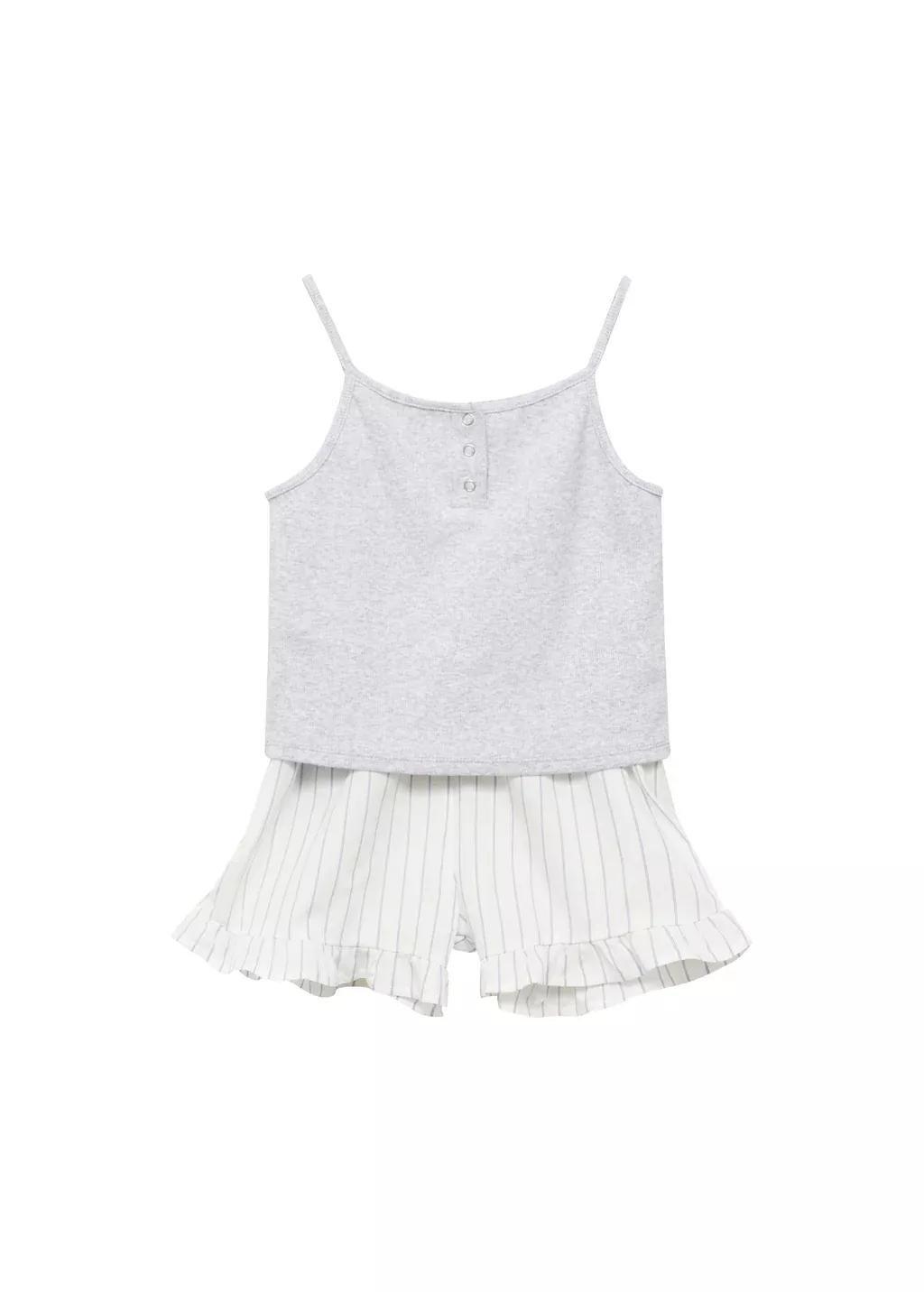 Grey Combined Cotton Pyjamas, Kids Girl, , large image number 0