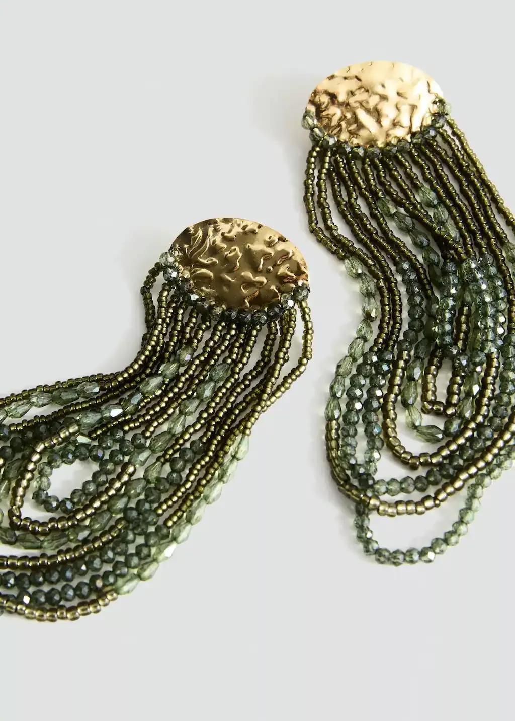 Green Combined Waterfall Crystal Earrings, Green, large image number 0