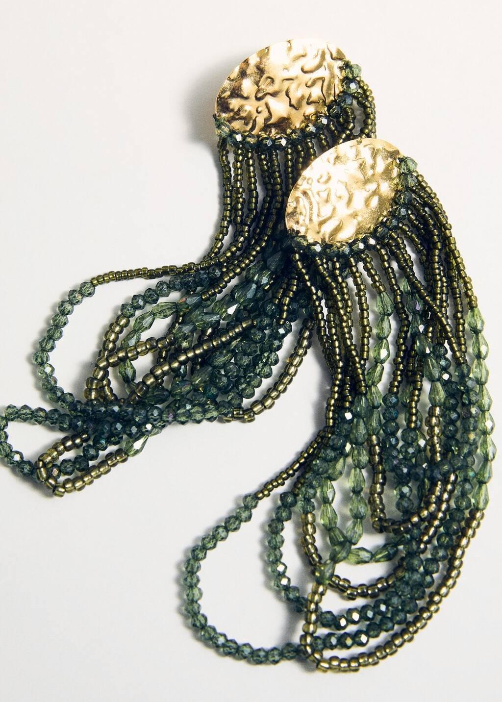 Green Combined Waterfall Crystal Earrings, Green, large image number 1