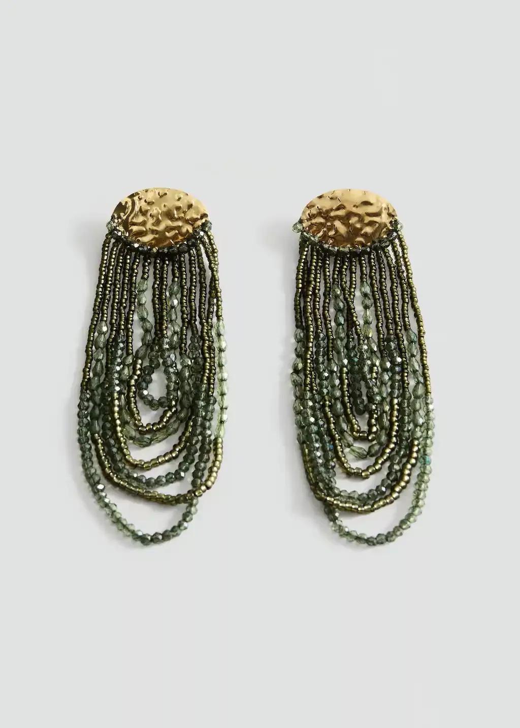 Green Combined Waterfall Crystal Earrings, Green, large image number 2