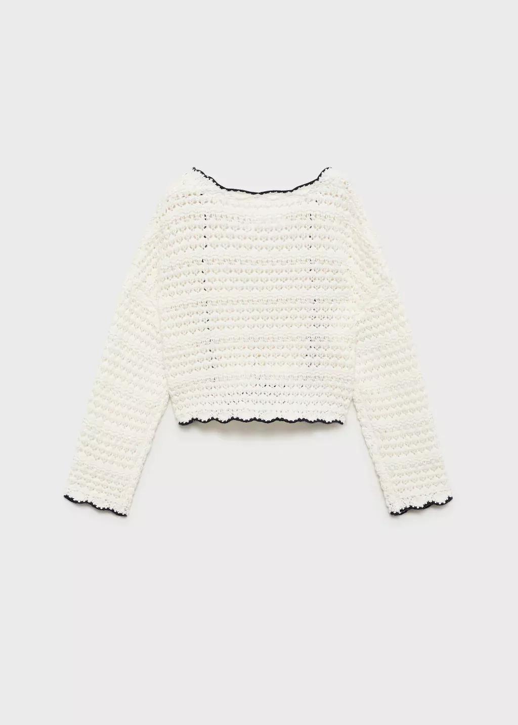 White Contrast Edge Cardigan, Baby Girl, , large image number 1