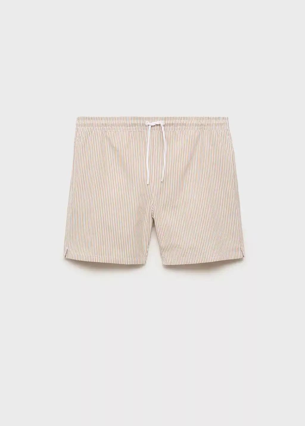 Brown Lt Pastel Seersucker Swimming Trunks, , medium