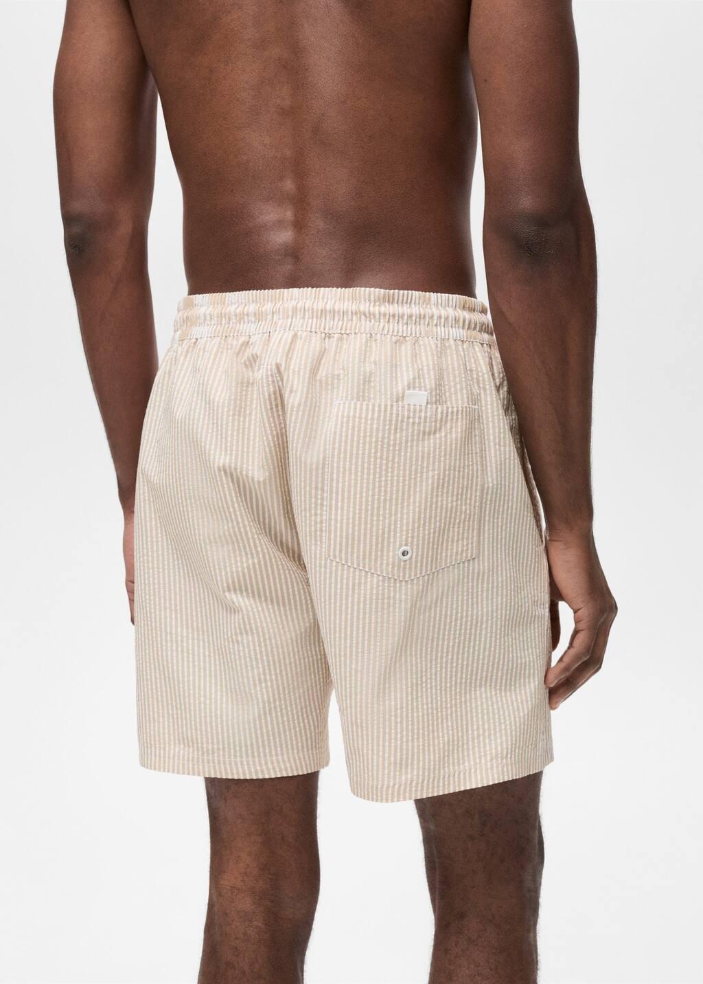 Brown Lt Pastel Seersucker Swimming Trunks, , large image number 3